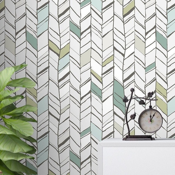 Green Geometric Wallpaper - Etsy