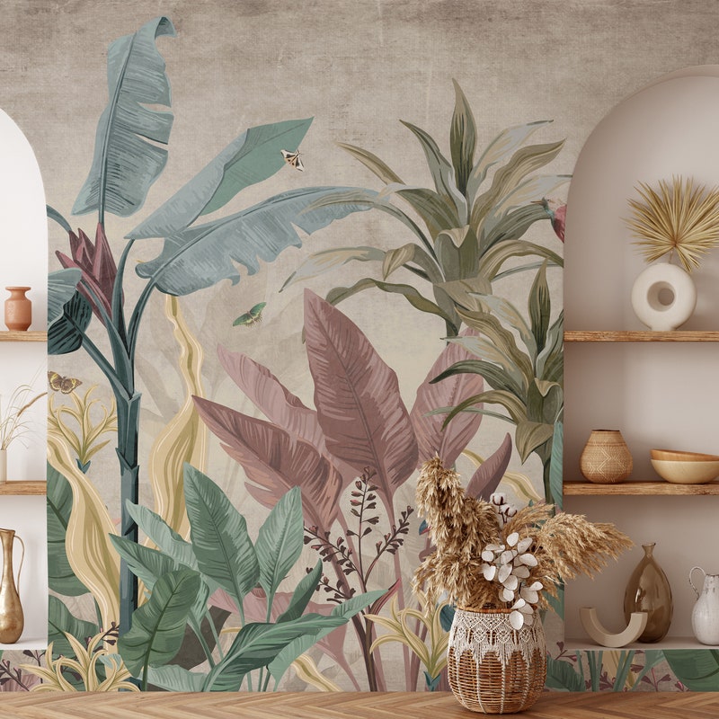 palm-leaf-wall-mural-etsy