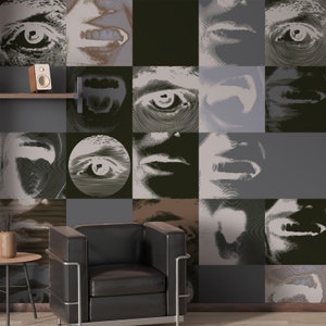 Photo Effect Pattern Self Adhesive Wall Mural - Barbershop Salon Peel and Stick Decal - Modern Man Interior Style Removable Wallpaper CCM172
