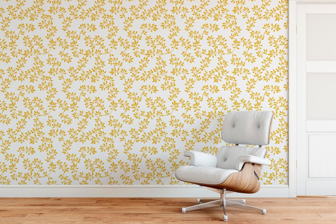 Self Adhesive Gold Leaves Wallpaper Peel and Stick Luxury Etsy