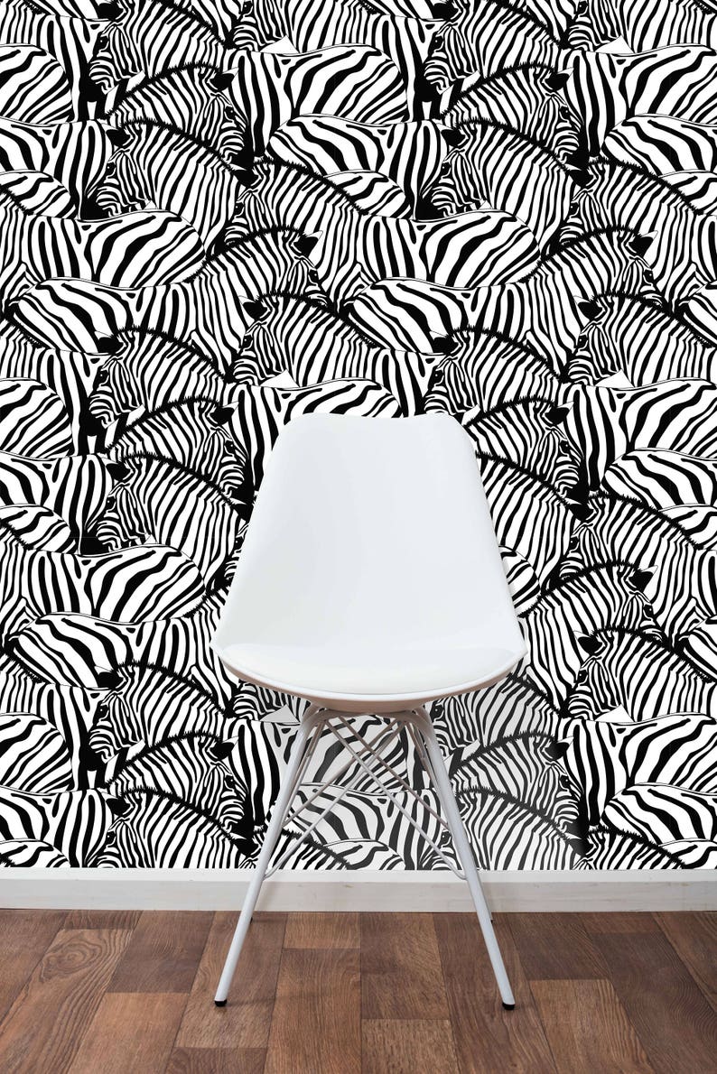 Peel and Stick Black White Zebra Wallpaper Removable Safari | Etsy