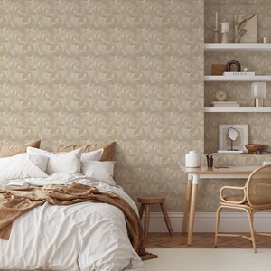 Beige Flowers & Butterflies Neutral Botanical Pattern Floral Retro Vintage Wall Mural Faux Grasscloth Traditional Wallpaper CG013 image 2