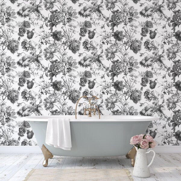 Pink Toile Wallpaper Etsy
