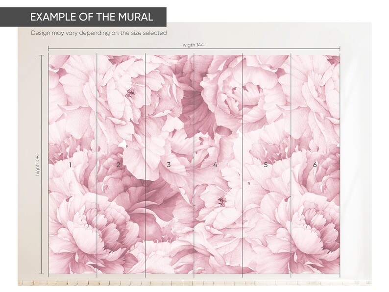 Peony Floral Wallpaper With Dusty Pink Blush Flowers CCM025 - Etsy