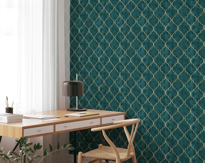 Modern Dark Emerald Green Temporary Wallpaper Peel and Stick Luxury ...