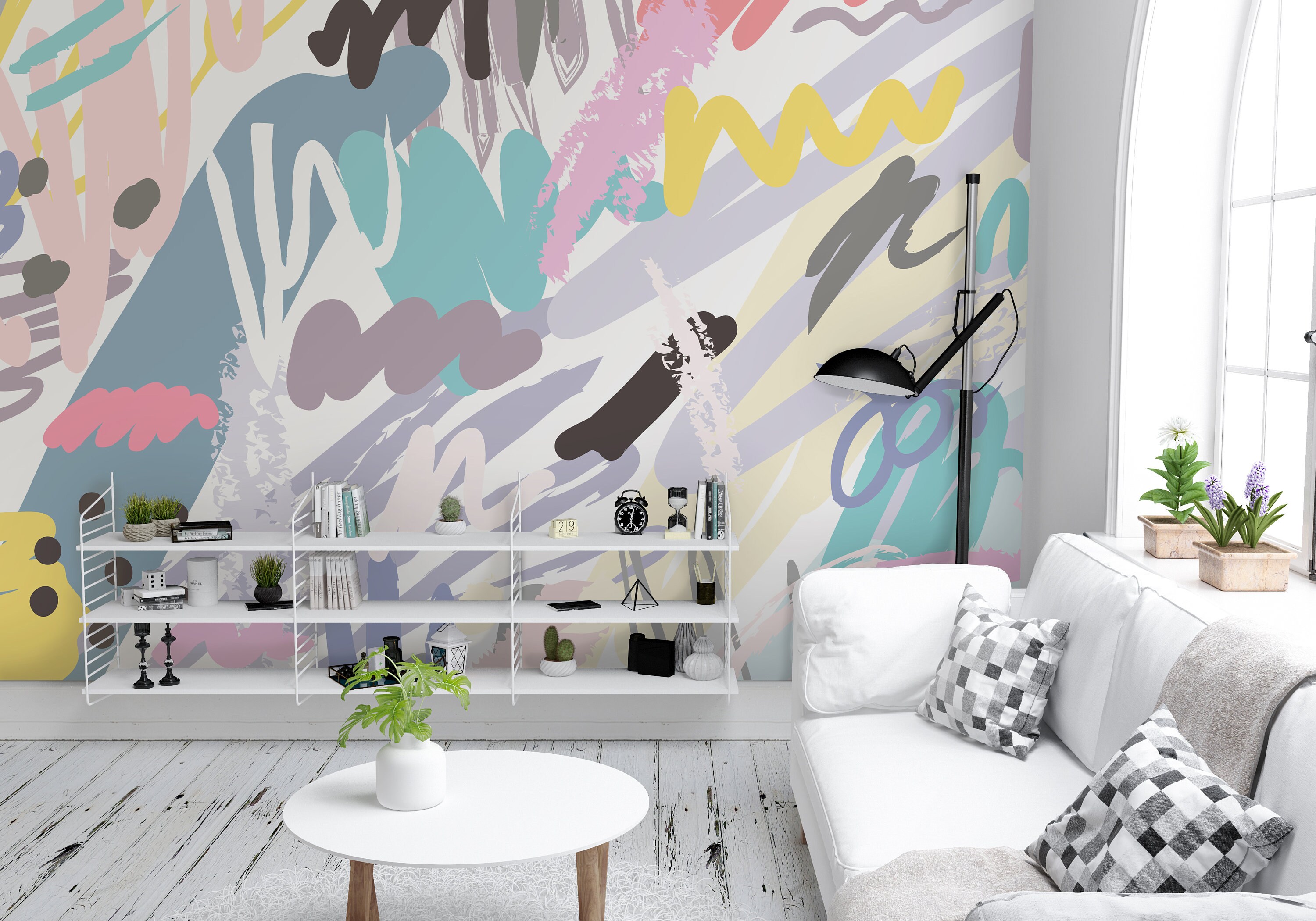 Abstract Paint Self Adhesive Wallpaper - Colorful Rainbow Peel and ...