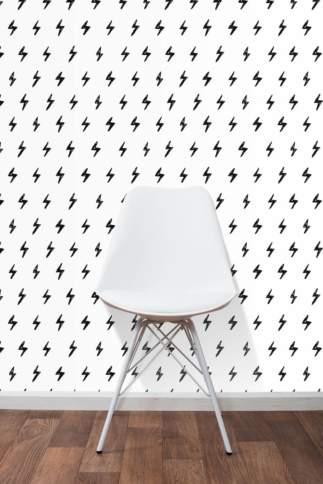 Black and White Geometric Wallpaper - Lightning Bolt Peel and Stick ...