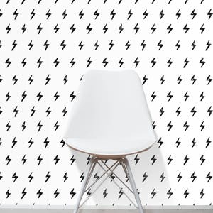 Self Adhesive Black and White Wallpaper - Removable Small Lightning Wall Decor -Peel and Stick Sketch Wall Mural - Temporary Geometric CC085