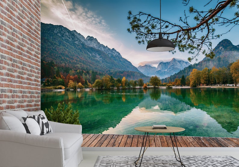 Mountain Lake Peel and Stick Wall Mural Authentic Landscape - Etsy