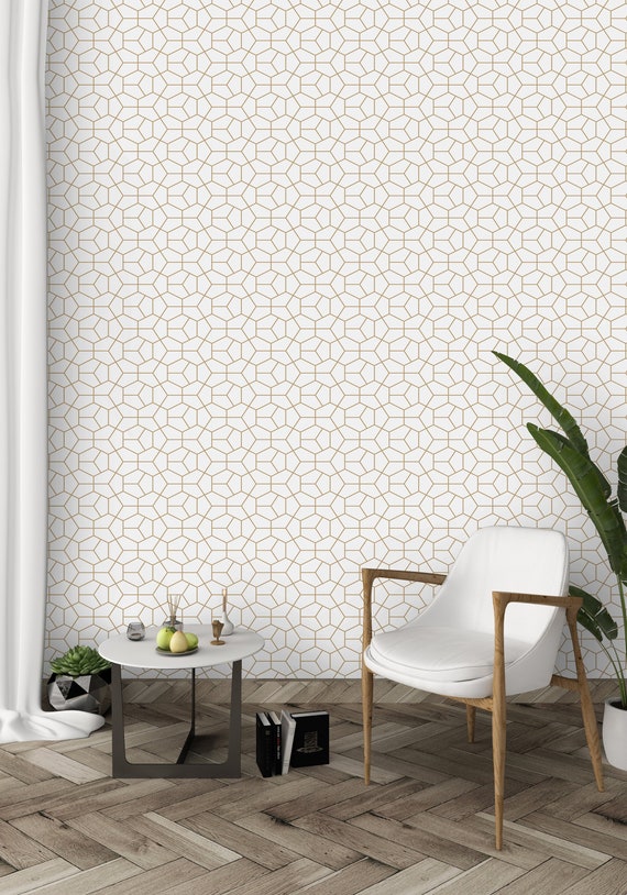 Temporary Abstract Wallpaper Geometric Removable Wall Decor Hexagon Self Adhesive  Wall Decal Peel and Stick Art Deco Mural CC102 