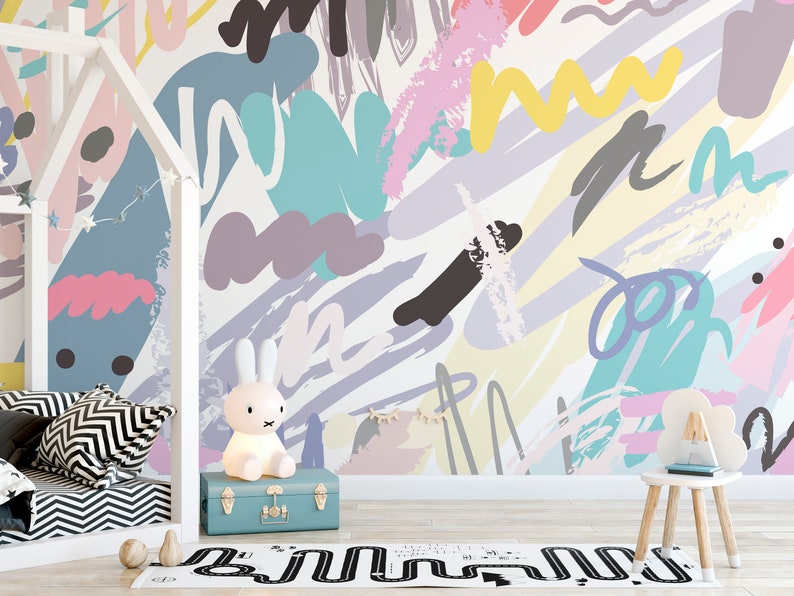 Abstract Paint Self Adhesive Wallpaper - Colorful Rainbow Peel and ...