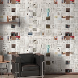 Old Newspaper Self Adhesive Wall Mural - Barbershop Salon Peel and Stick Wall Decal - Vintage Gentlemen Style Removable Wallpaper CCM171