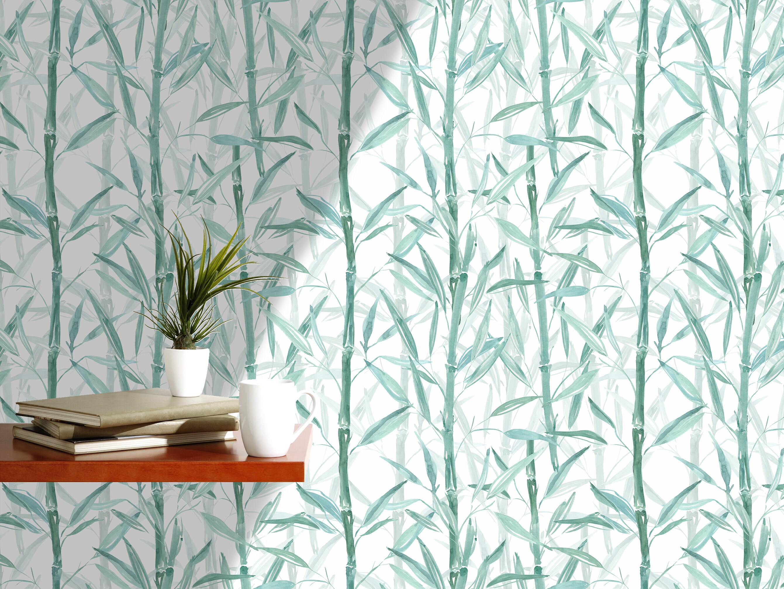 Peel and Stick Green Bamboo Wallpaper Self Adhesive Etsy