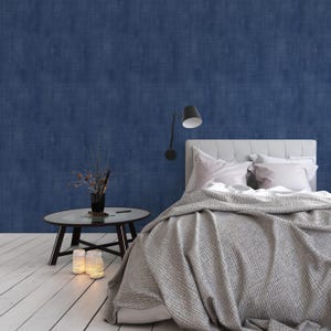 Navy Blue Denim Texture Peel and Stick Wallpaper - Modern Style Temporary Wallcover - Minimalist Design Self Adhesive Wall Mural CC348