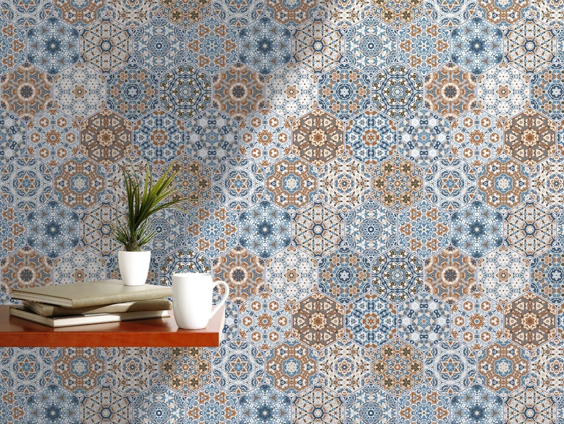 Peel and Stick Moroccan Wallpaper Temporary Oriental Pattern Etsy