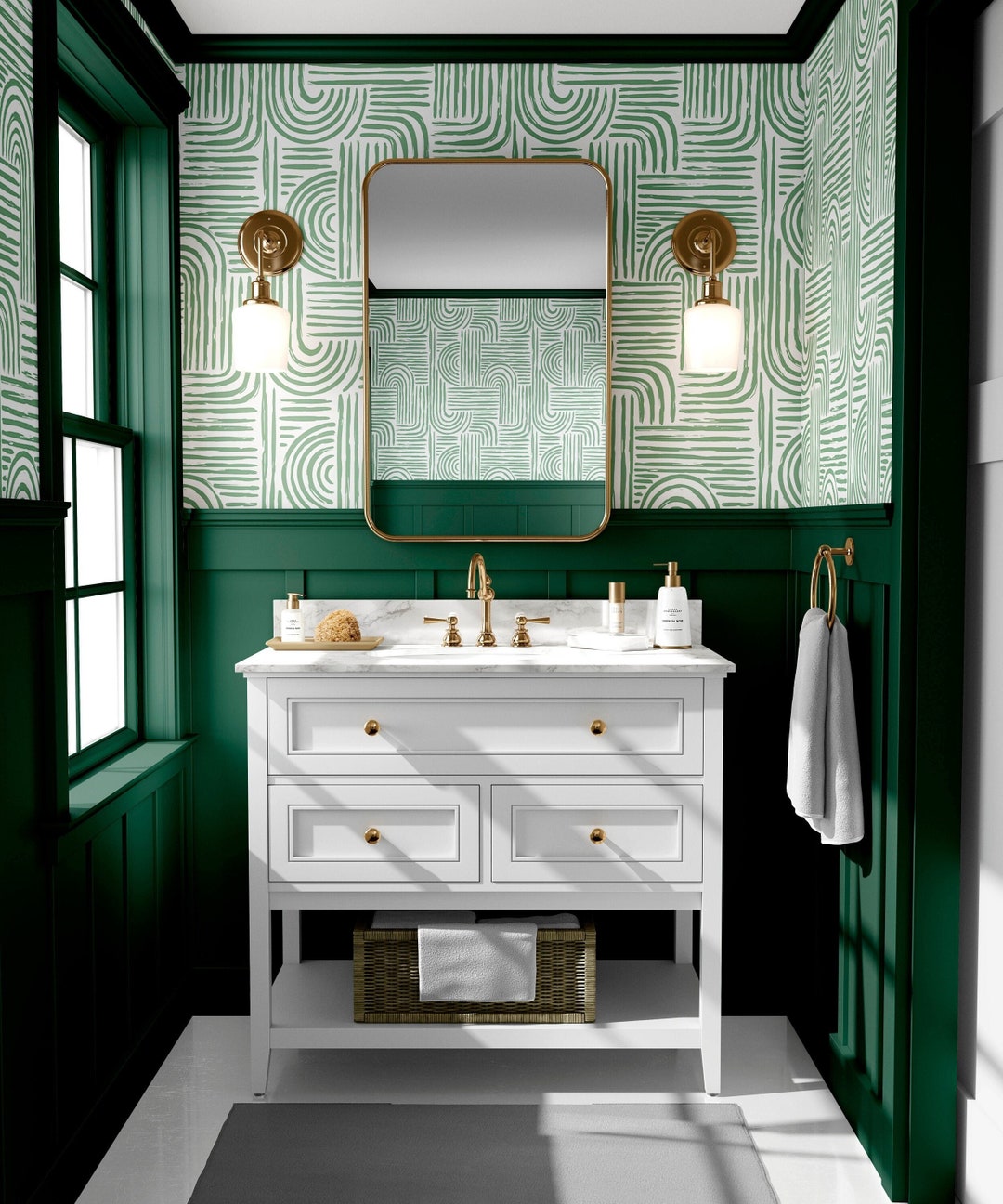 Green Boho Style Self Adhesive Wallpaper Peel and Stick Modern Decor ...