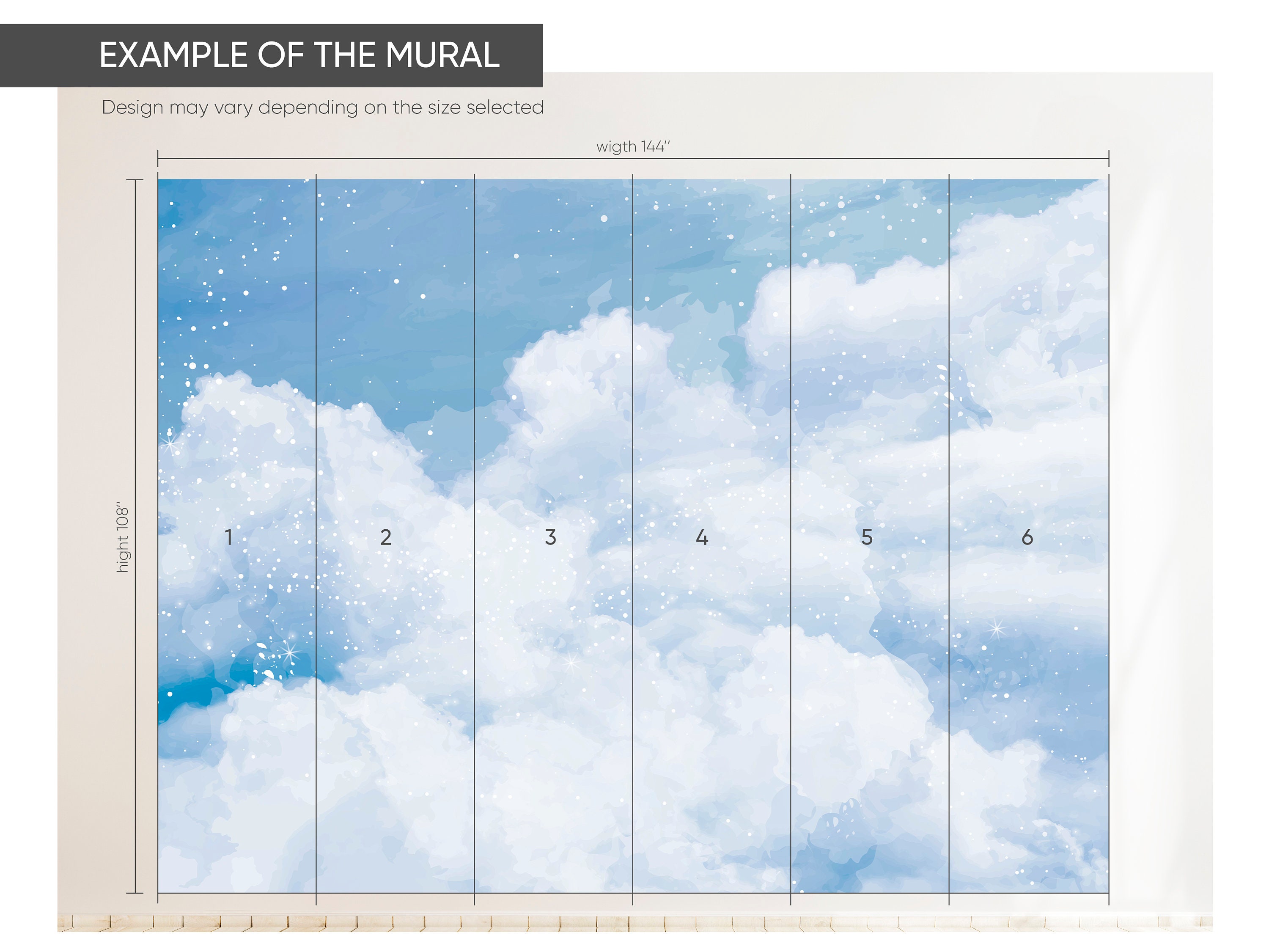 Blue Sky Clouds Peel and Stick Mural Wallpaper - Nursery Boys Room ...