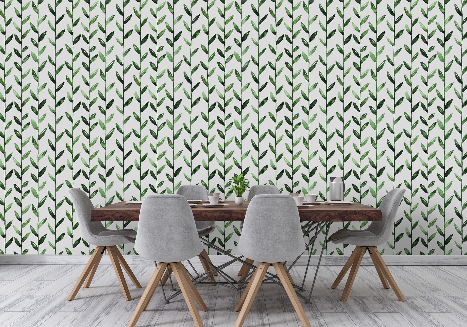 Self Adhesive Green Leaves Wallpaper Watercolor Removable - Etsy