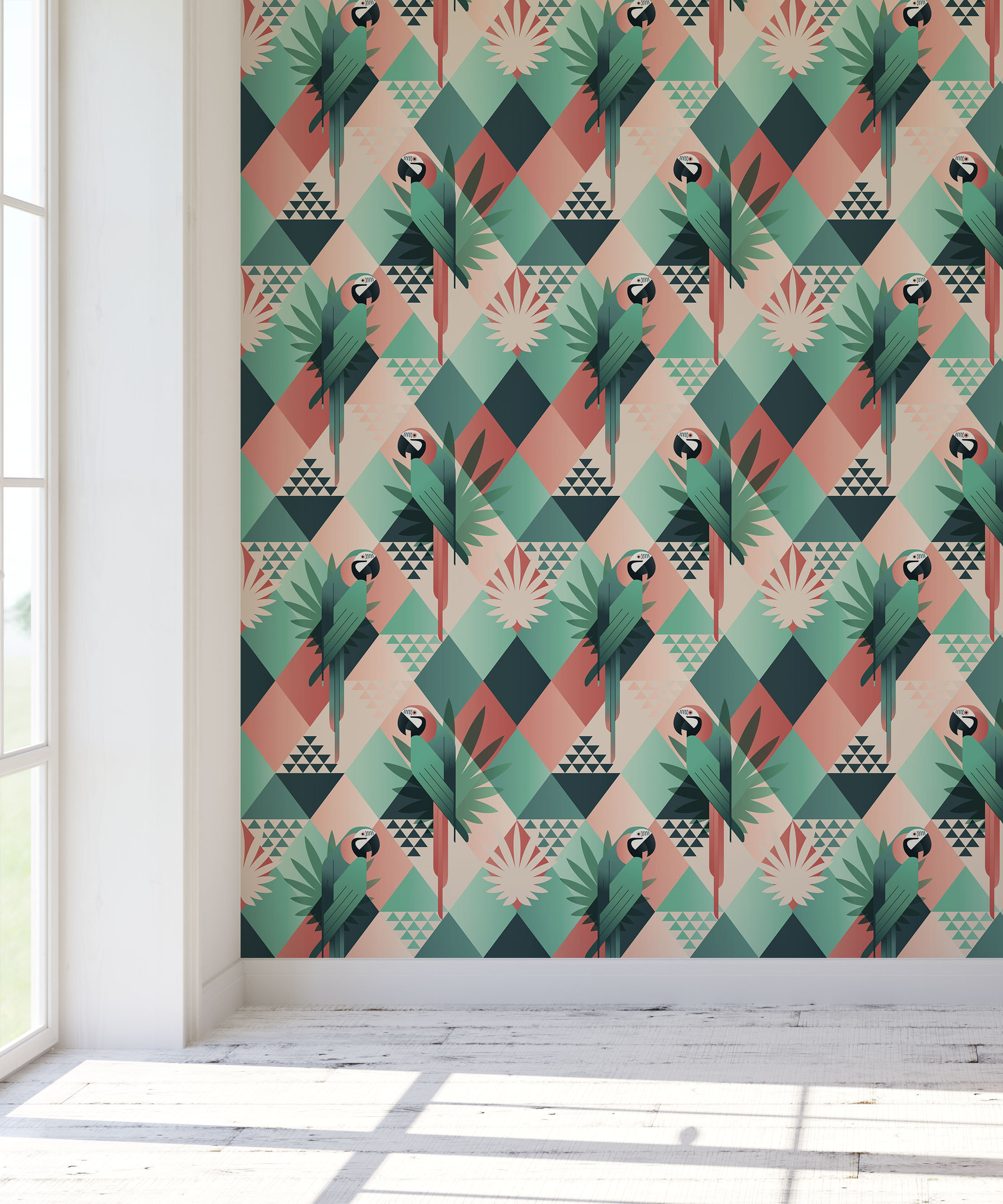 Tropical Self Adhesive Wallpaper Exotic Mosaic Palm Leaves Etsy UK