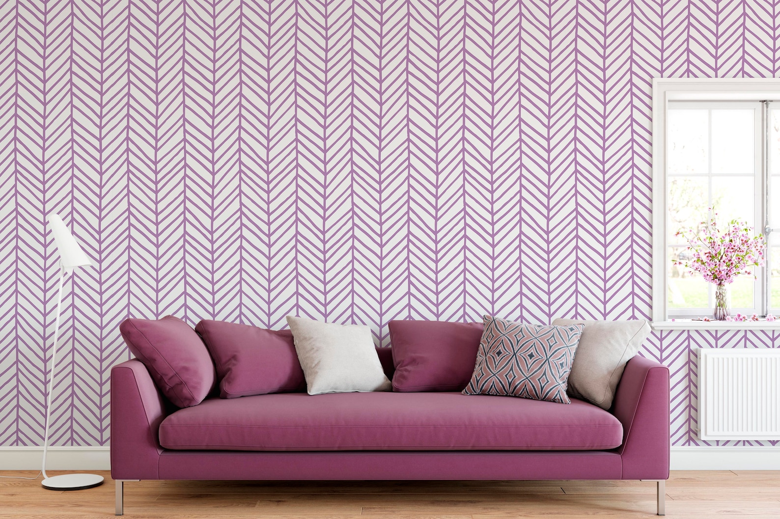 Peel and Stick Herringbone Wallpaper Removable Purple Etsy