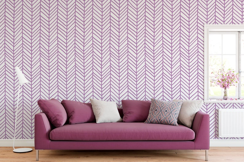 Peel and Stick Herringbone Wallpaper Removable Purple - Etsy
