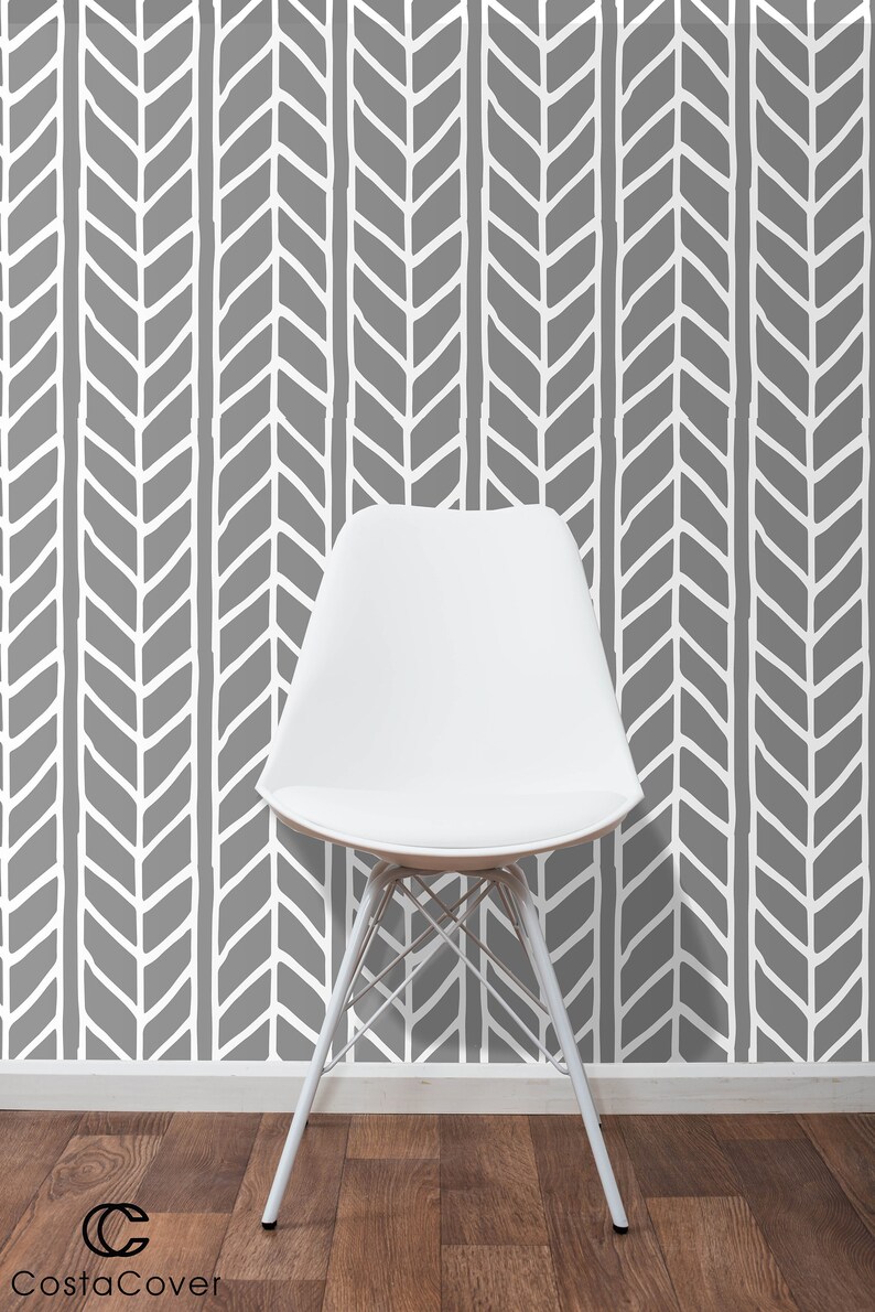 Removable Wallpaper Herringbone Wallpaper Geometric Peel and Etsy