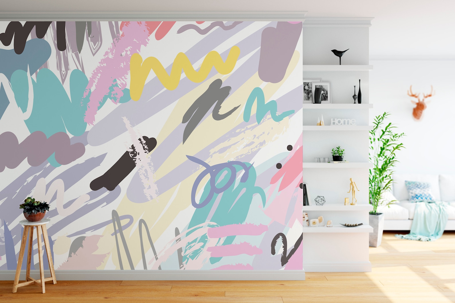 Abstract Paint Self Adhesive Wallpaper - Colorful Rainbow Peel and ...
