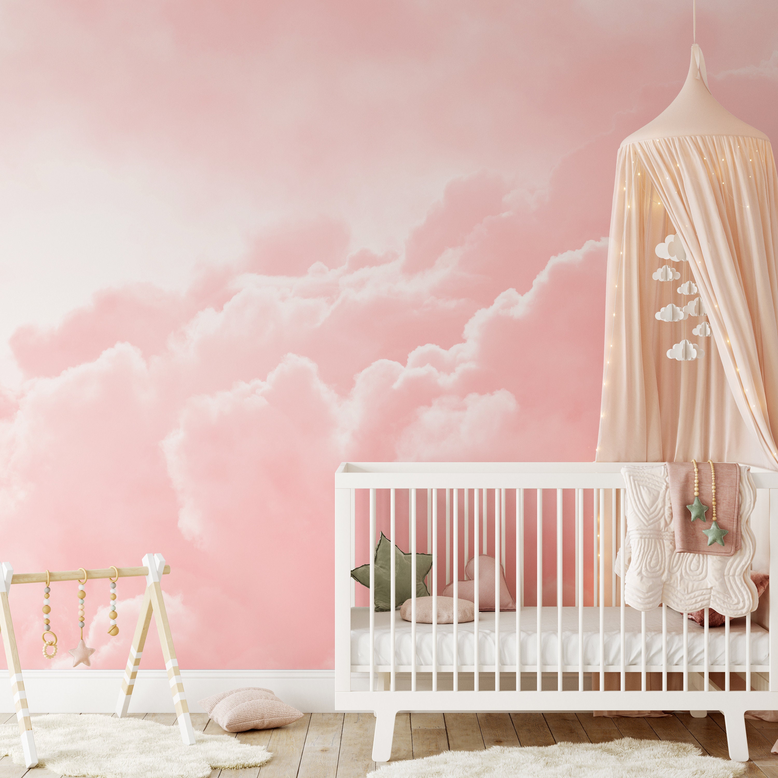 Pastel Pink Girl Room Self Adhesive Wallpaper Sky Peel And Etsy