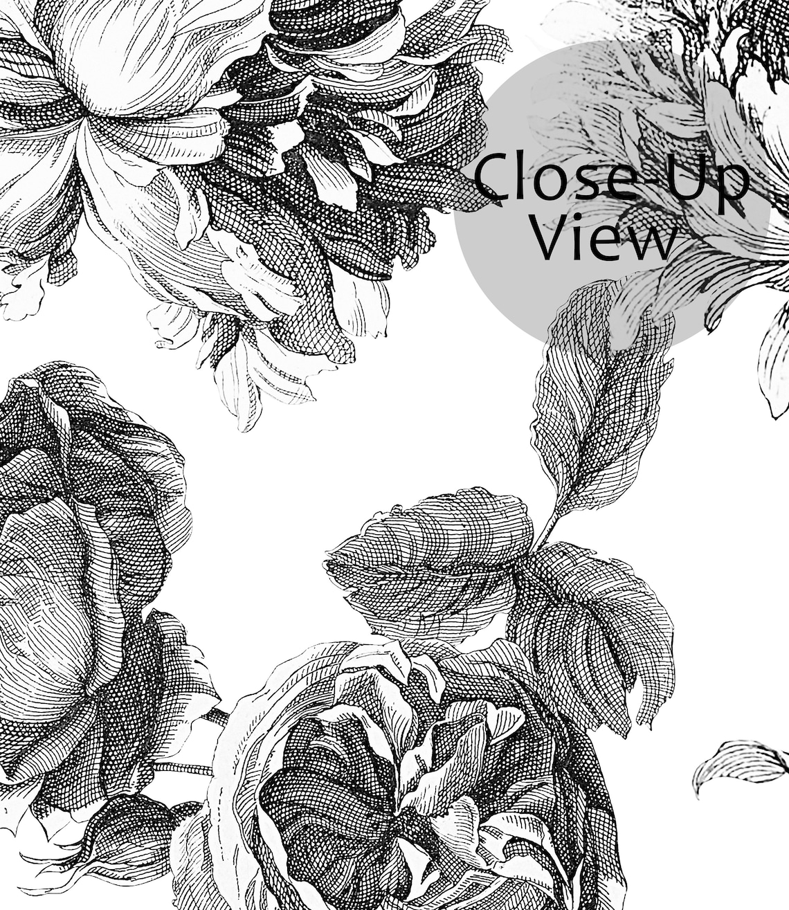 French Toile Peel and Stick Wallpaper Black and White Flower - Etsy