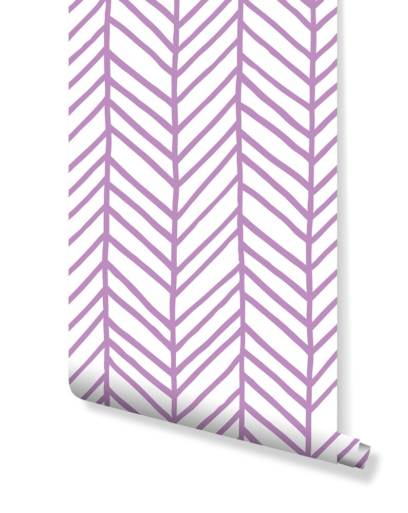 Peel and Stick Herringbone Wallpaper Removable Purple Etsy