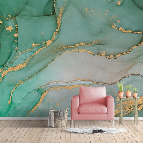 Peel and Stick Dark Green Wall Mural Wallpaper Abstract Art - Etsy