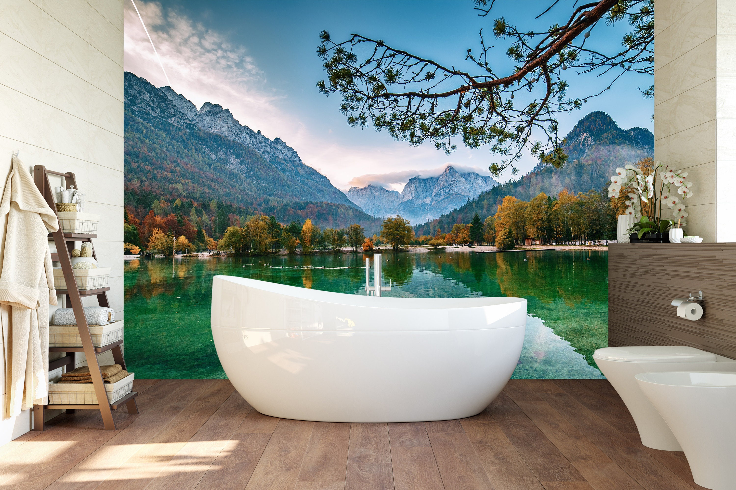 Mountain Lake Peel and Stick Wall Mural Authentic Landscape - Etsy