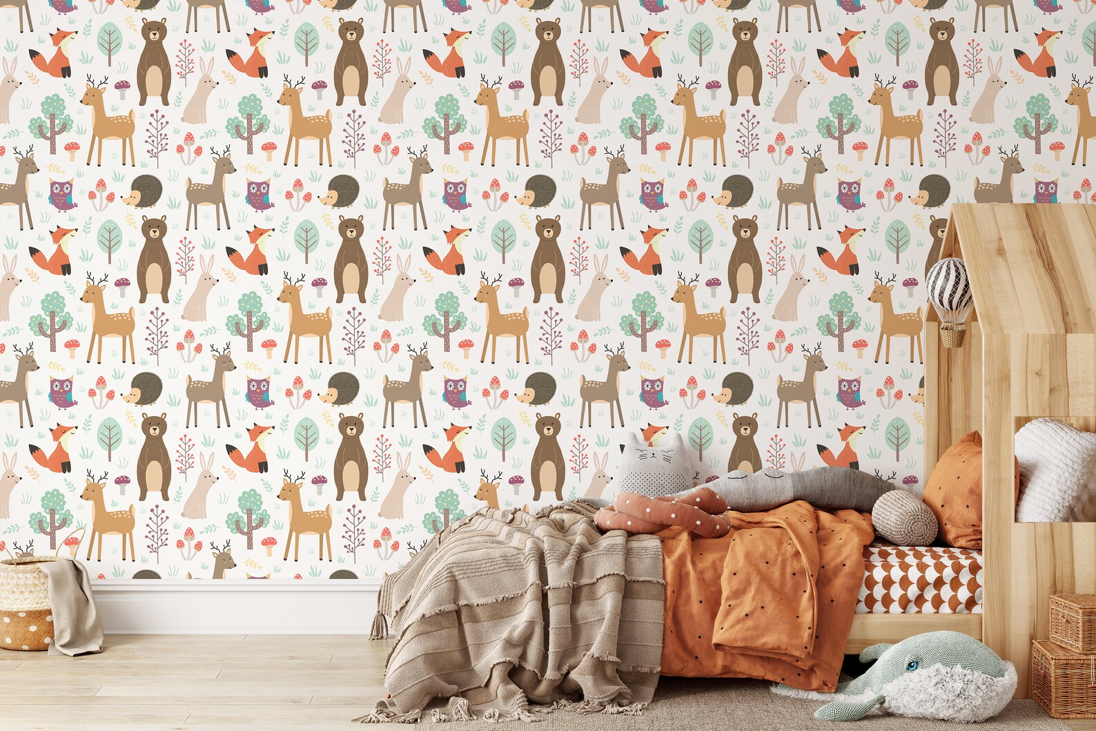 Forest Animals Removable Wallpaper Nursery Woodland Self Etsy