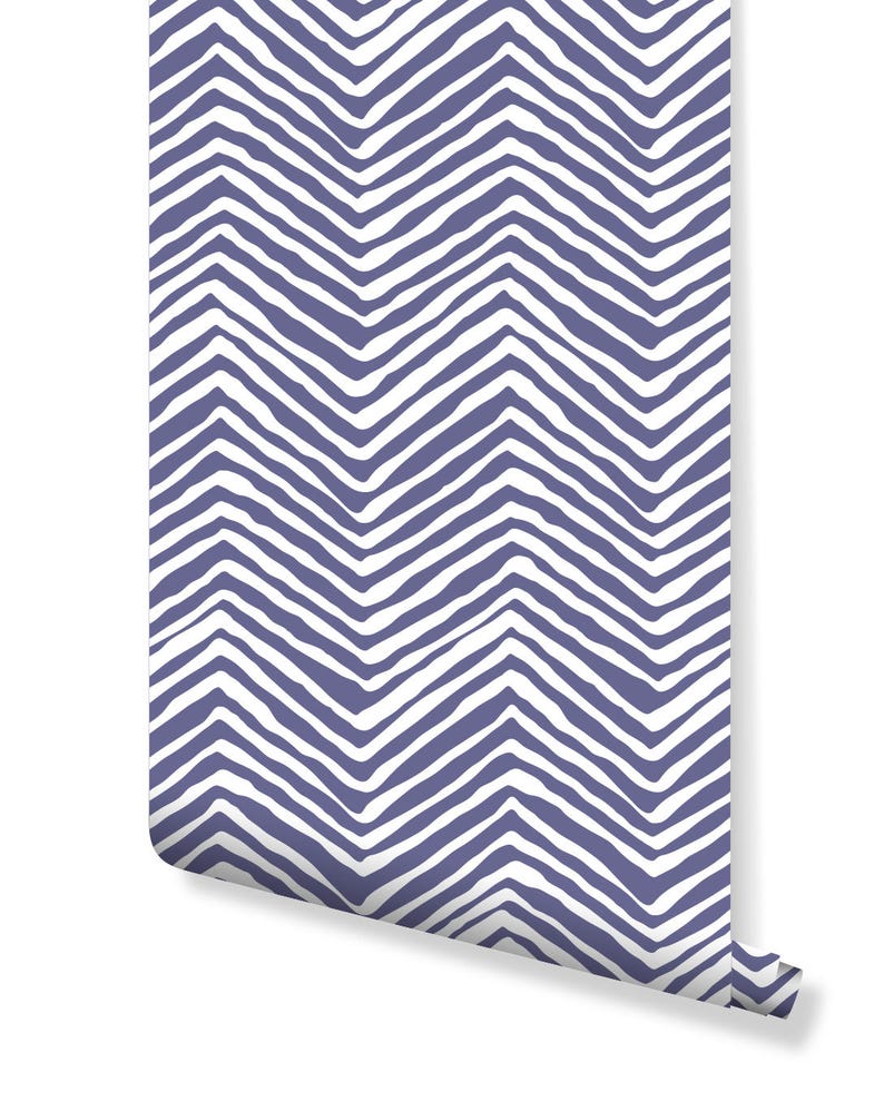 Purple Chevron Peel and Stick Wallpaper Geometric Removable Etsy