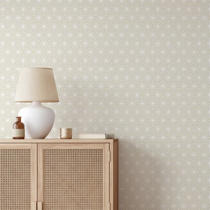 Beige Geometric Prism Peel and Stick Wallpaper - Modern Self Adhesive Wall Decal -  Temporary Abstract Art Deco Mural CC304