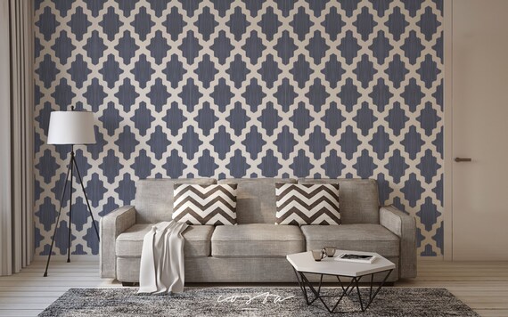 Moroccan Temporary Self Adhesive Removable Wallpaper In Navy