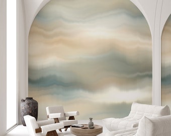 Abstract Marble Texture Peel and Stick Wall Mural - Colorful Waves Removable Wall Decal - Self Adhesive Wallpaper CCM162