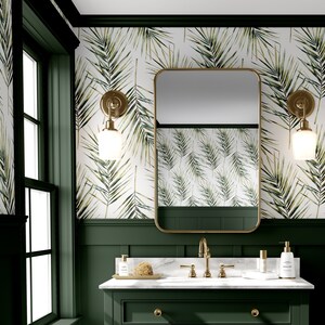 Tropical Green Peel and Stick Wallpaper - Exotic Palm Leaves Removable ...