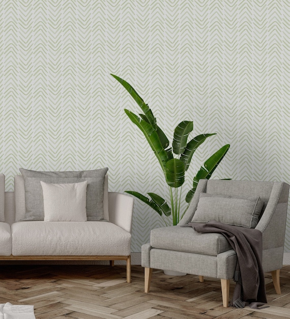 Peel and Stick Green Chevron Wallpaper self Adhesive | Etsy