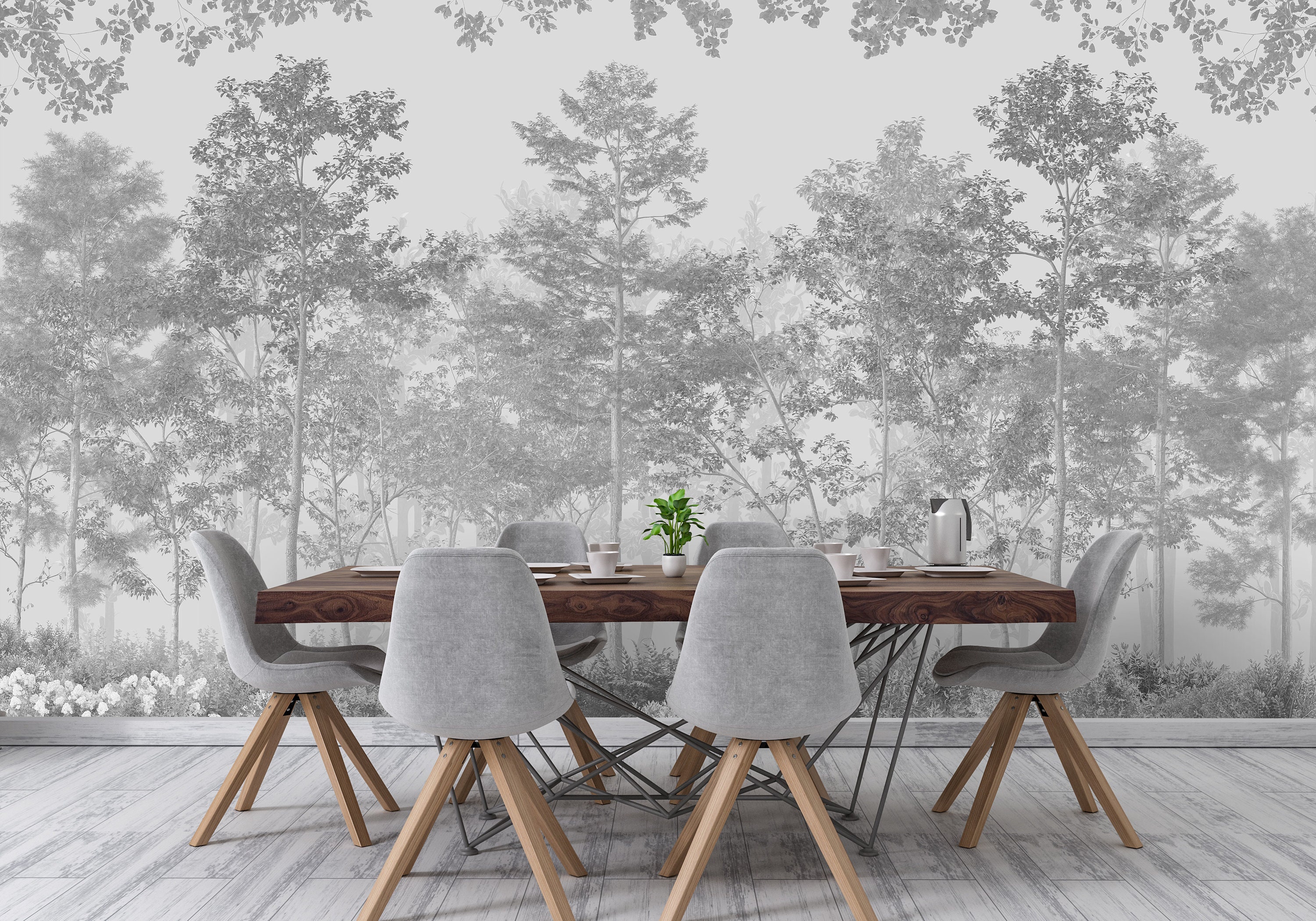 Vintage Forest Wall Mural - Peel and Stick Mystic Wallpaper - Retro ...