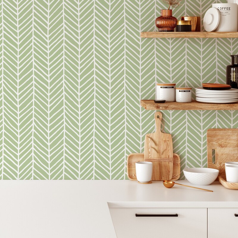 Green Geometric Wallpaper - Etsy