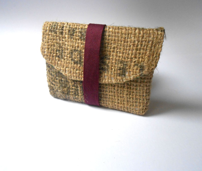 Wallet card holder in Burlap OOAK