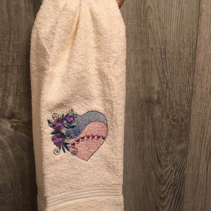Floral Designs Machine Embroidered Bathroom Hand Towels