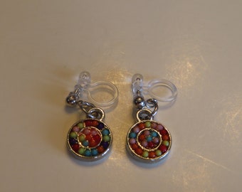Round Bead Charms With Invisible Silver Earring Hooks