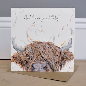 Herd it was your birthday- highland cow greeting card