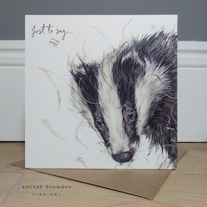 Camera shy- badger greeting card