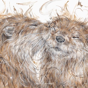Otterly Smitten- limited edition print (otters kissing)