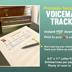 Printable Voicemail Log Template: Retro Simple Form (PDF & Apple Pages)