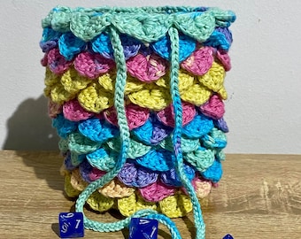 Gehaakte Dragon Egg trekkoord dobbelstenen tas