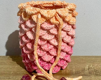Gehaakte Dragon Egg trekkoord dobbelstenen tas